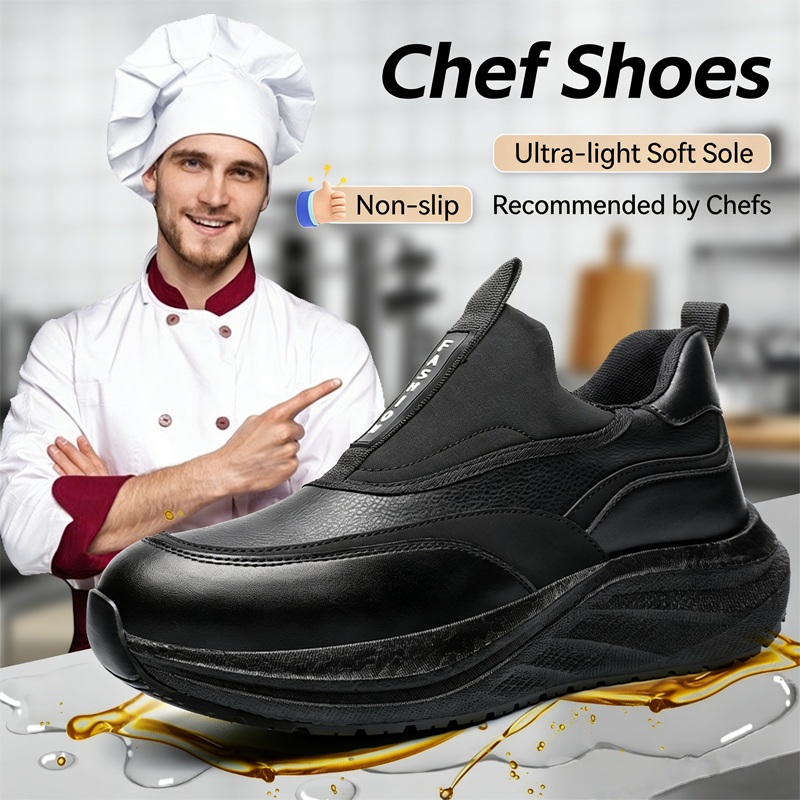 Men Formal Wear With Boots - Plattform-Herren-Lederschuhe Wasserdicht Rutschfest Kochschuhe Verschleißfest Herren-Freizeitschuhe