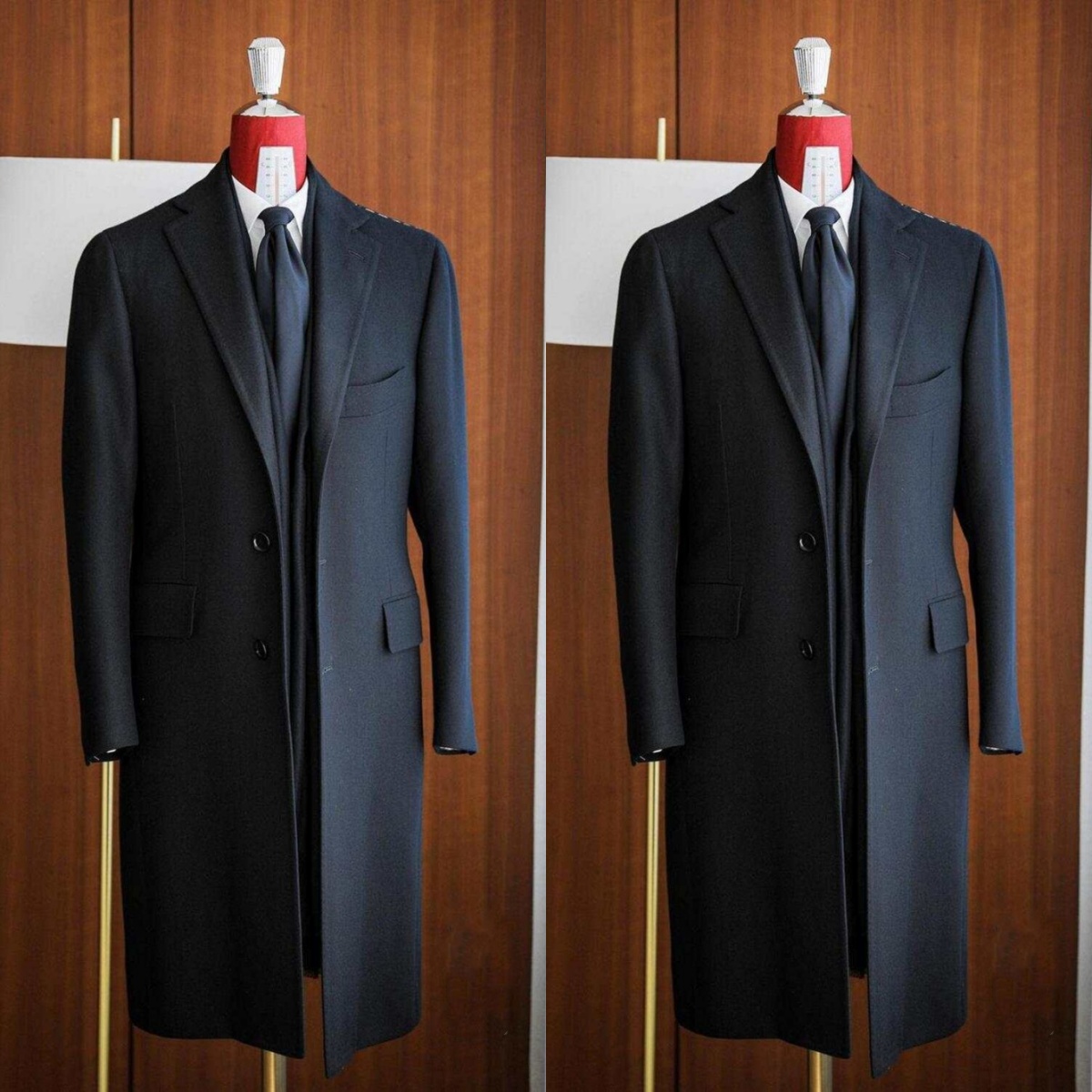 Men Formal Wear Modern - Moderner Herren-Langmantel, formelles Revers, Wollmischungen, Mantel,
