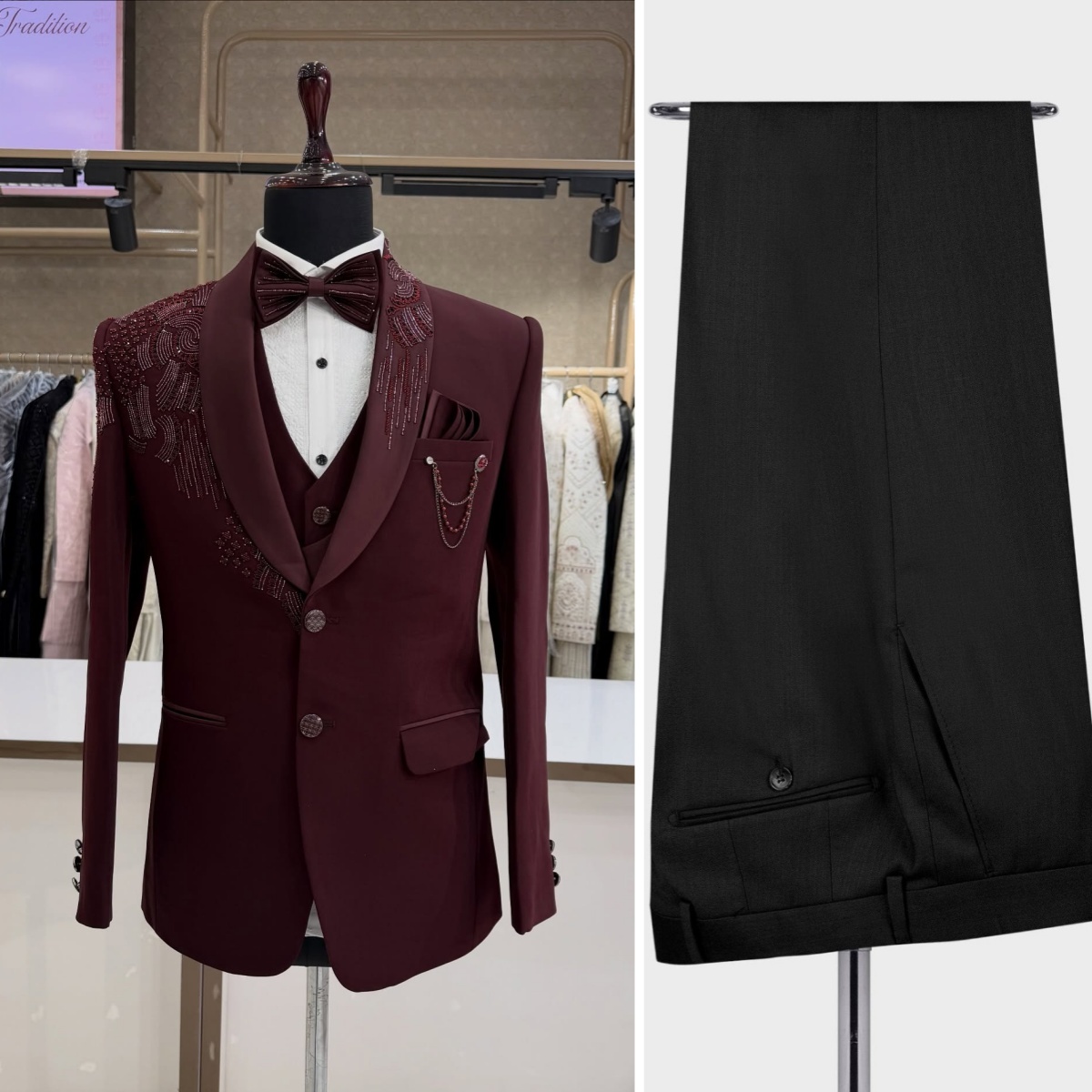 3-teiliger Bräutigam Hochzeits – Men Formal Wear Modern Bewertung und Preis