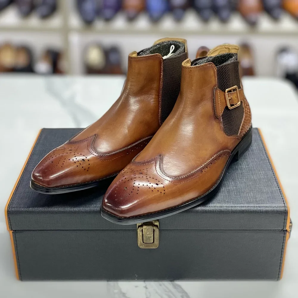 Herren-Stiefeletten aus echtem – Men Formal Wear With Boots Bewertung und Preis