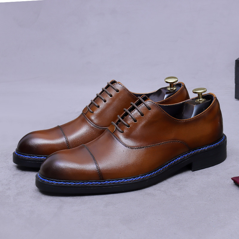 Cognacfarbene Cap-Toe Oxfords  – Formal Men Daily Wear Footwear Bewertung und Preis